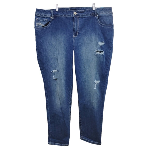 Lane Bryant Skinny Genius Fit Medium Wash Distressed Jeans Women's Plus Size 24 - Picture 9 of 9